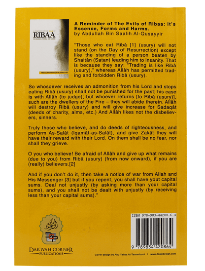 A Reminder on the Evils of Riba Its Essence Forms and Harms - English - Darussalam UAE