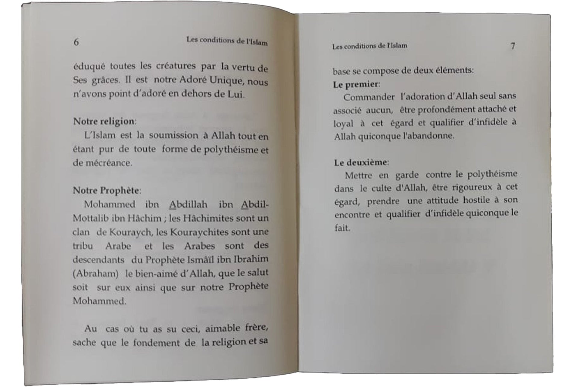 Les Conditions De Liislam - French - S/C - 12x17 - شروط الإسلام والنواقض العشرة - فرانسیسی - Darussalam UAE